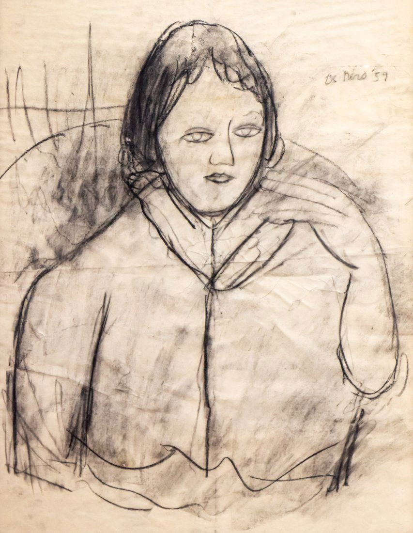Robert De Niro Sr. (1922-1993) - Woman, Charcoal on Paper, 1959. (1 of 2)