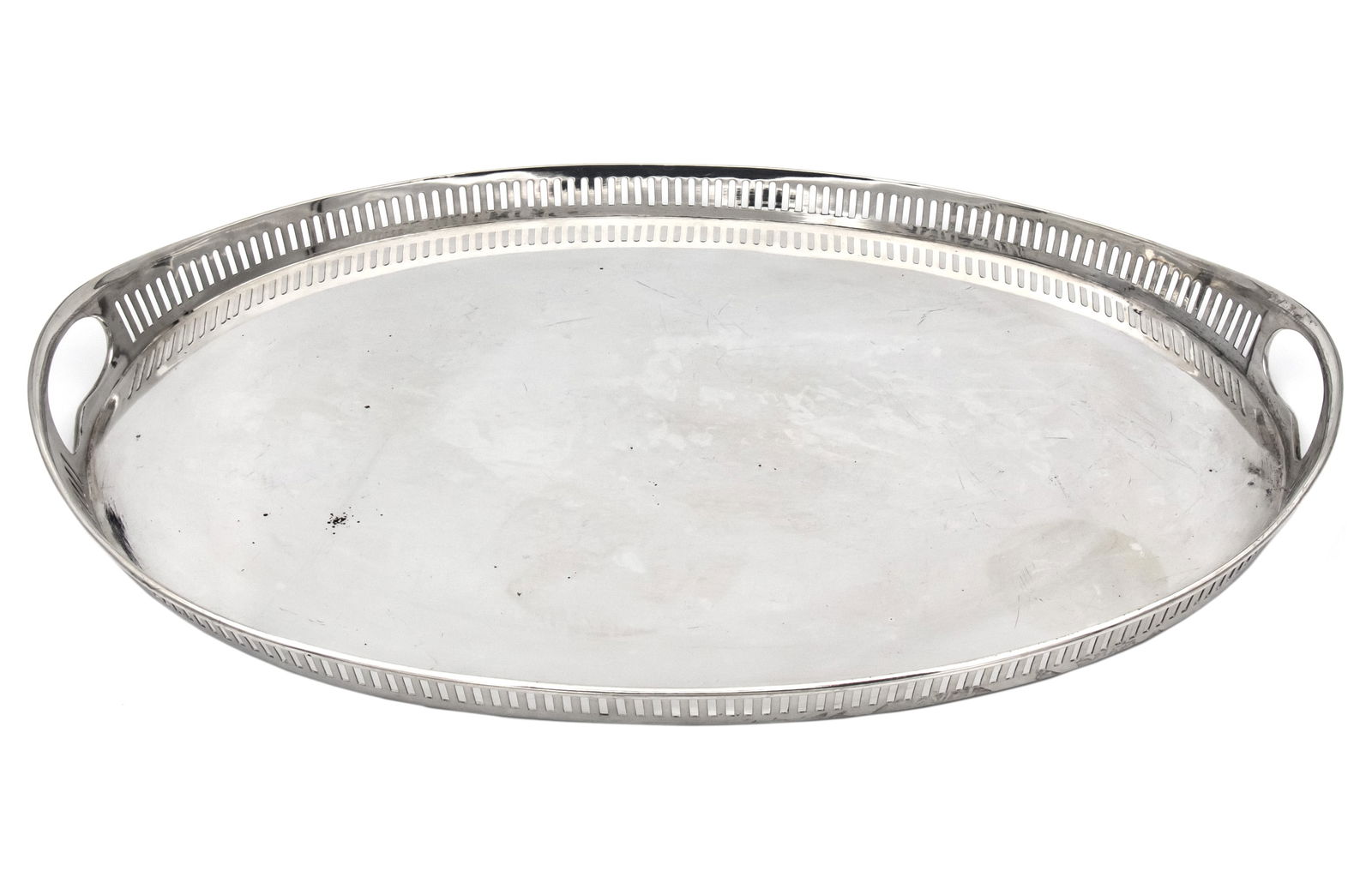 Large Oval Silver Tray, Warsaw, Poland, Early 20th Century. (1 of 2)