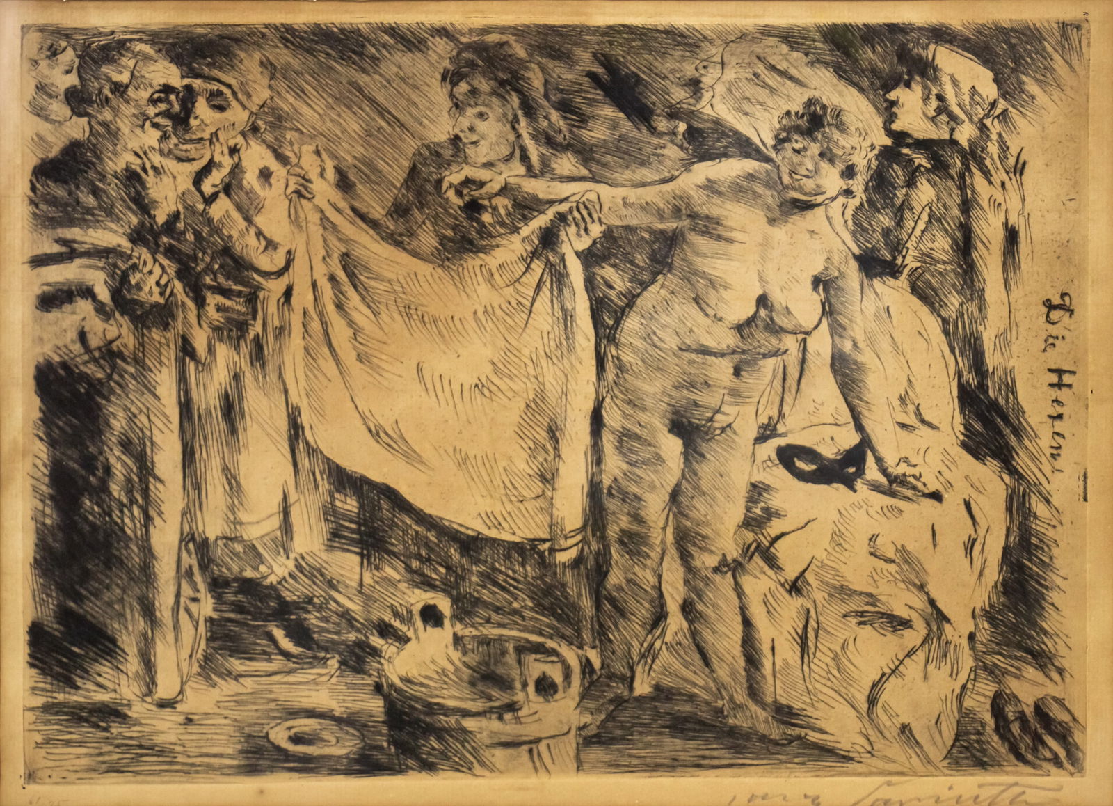 Lovis Corinth (German, 1858-1925) - Die Hexen (The Witches), Etching, 1920.: Lovis Corinth (German, 1858-1925) - Die Hexen (The Witches), Etching, 1920. Signed (pencil) and numbered - 61/75 Plate: 25x35cm.