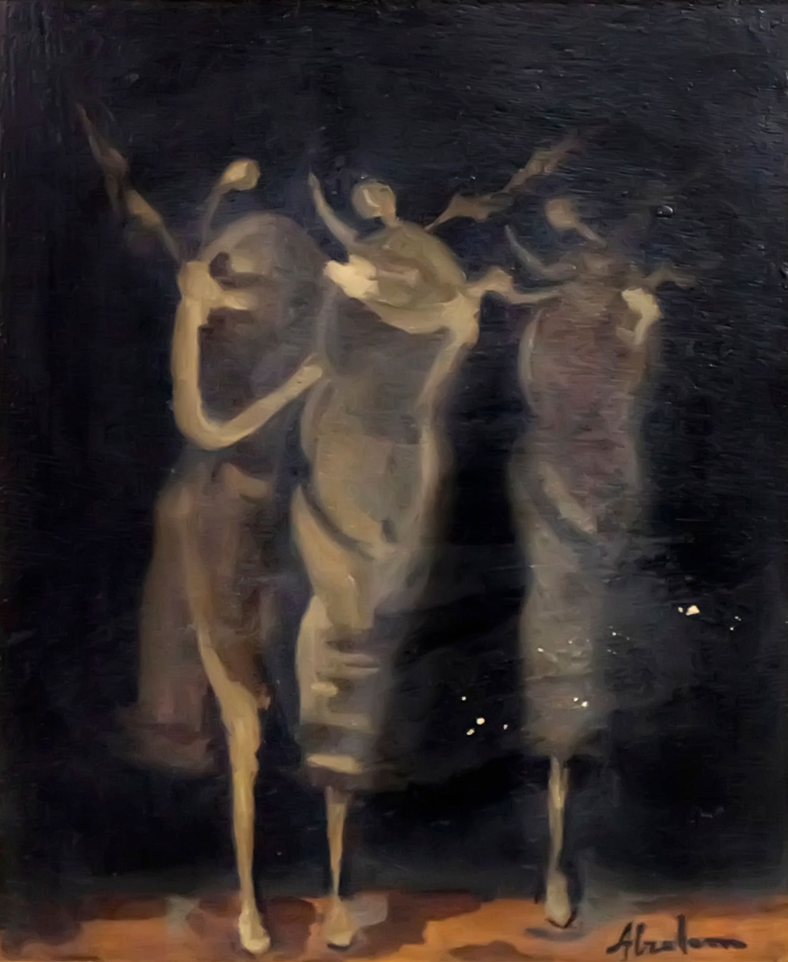 Alfred Aberdam (Poland, 1894-1963) - Angels, Oil on Board. (1 of 4)