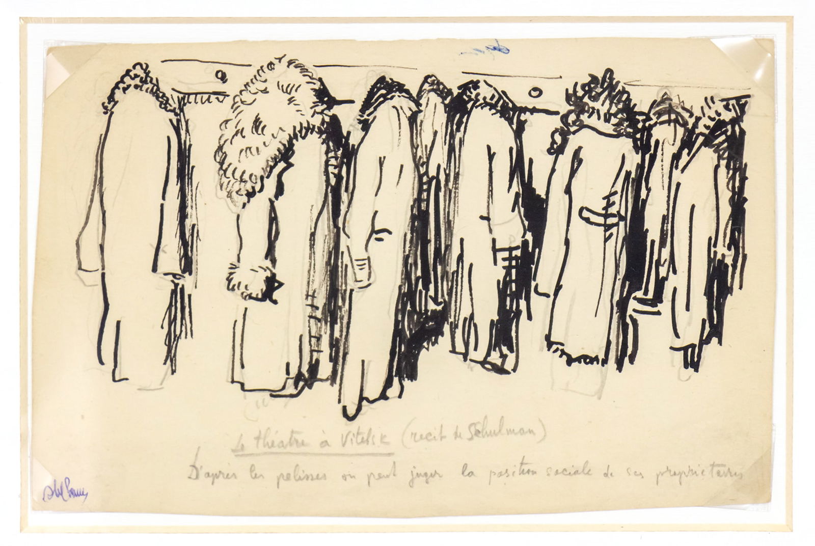 Abel Pann (1883-1964) - The Theater in Vitebsk, Ink and Pencil on Paper. (1 of 2)