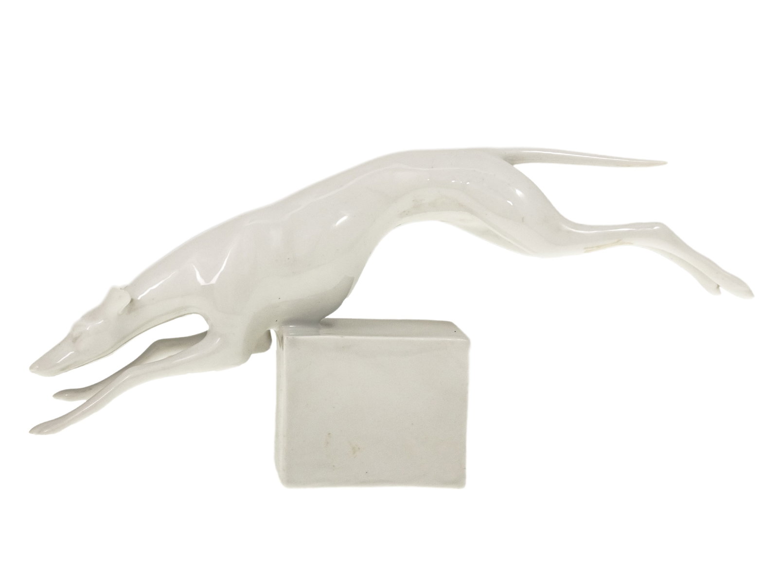 Royal Dux Porcelain Leaping Greyhound Dog Figure, Czechoslovakia.: Royal Dux Porcelain Leaping Greyhound Dog Figure, Czechoslovakia. Marked. Height: 12cm. Length: 25cm.