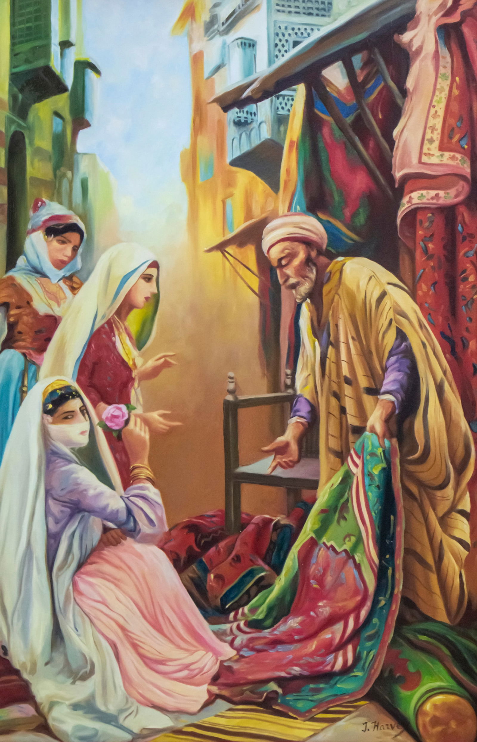 Jacques Harvey (American / French, b.1939) - Homage to Fabio Fabbi, Carpet Peddler, Oil on Canvas. (1 of 3)