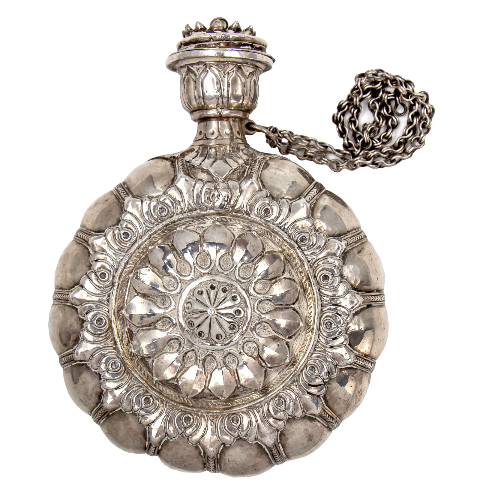 Antique Indian Mughal Silver Flask. (1 of 3)