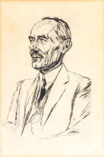 Max Liebermann (German, 1847-1935) - Portrait August Gaul, Etching, 1920.: Max Liebermann (German, 1847-1935) - Bildnis August Gaul, Etching, 1920. Signed (Pencil) and numbered - 72/100. Plate: 30.5x20.5cm.