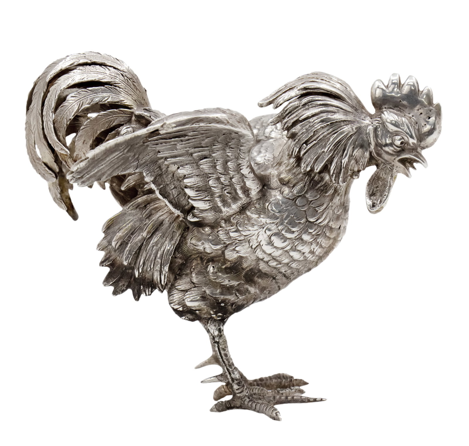 Ludwig Neresheimer Silver Rooster Figure Table Ornament, Hanau, Germany, Circa 1910. (1 of 5)