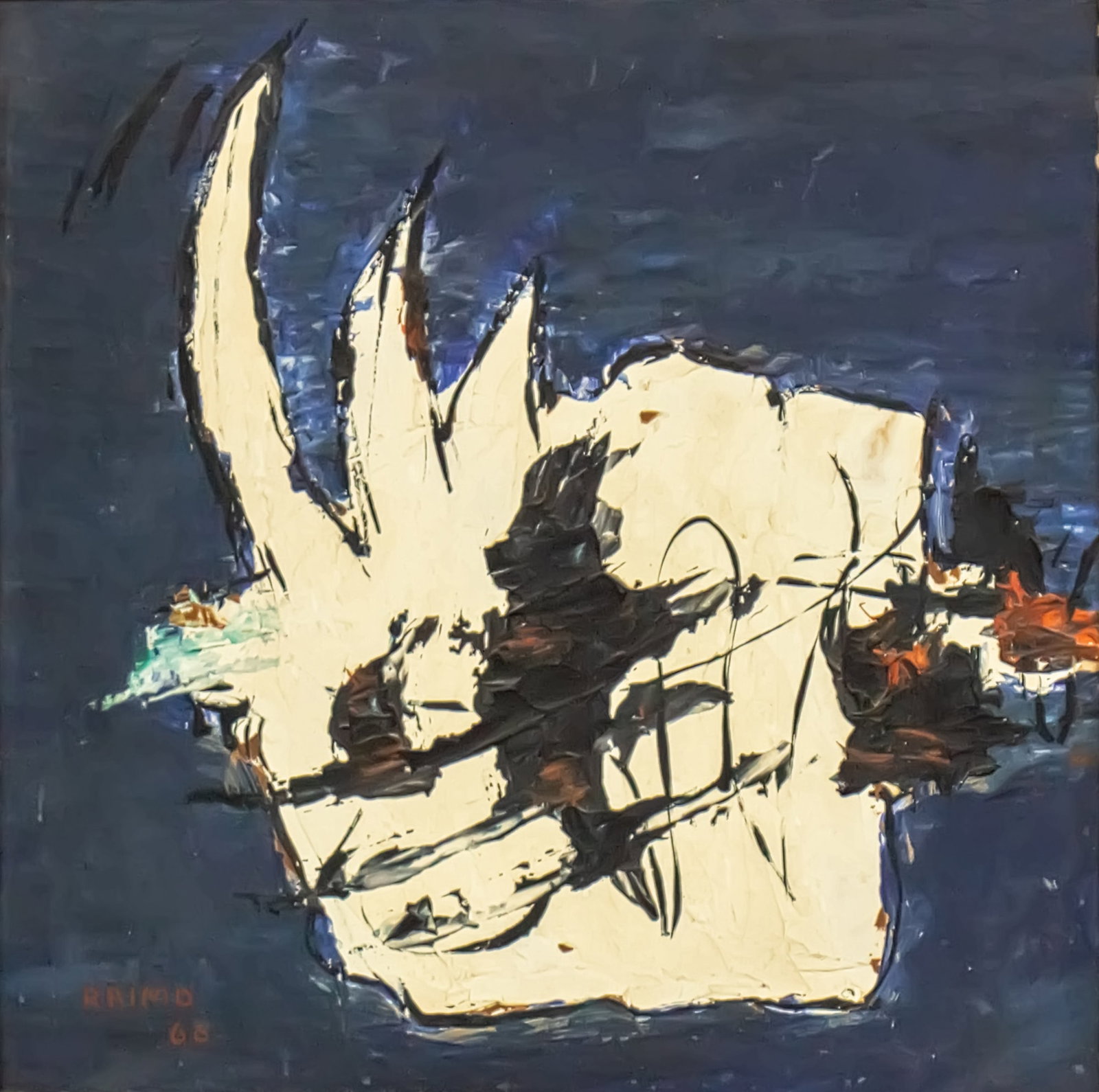 Leopoldo Raimo (Brazilian, 1912-2001) - Oil on Masonite, 1968.: Leopoldo Raimo (Brazilian, 1912-2001) - Oil on Masonite, 1968. Signed and dated. 25x25cm.