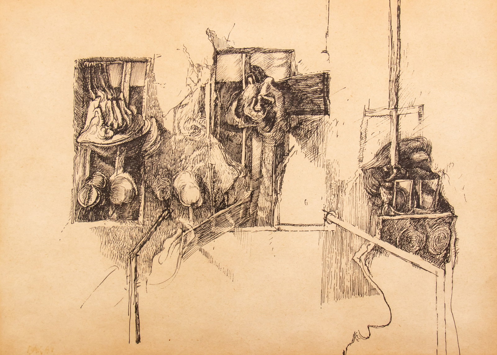 Samuel Bak (b.1933) - Ink on Paper, 1961.: Samuel Bak (b.1933) - Ink on Paper, 1961. Signed and dated. 24x32.5cm.