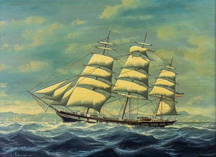 Salvatore Colacicco (Italian, b.1935) - Ship, Oil on Board.: Salvatore Colacicco (Italian, b.1935) - Ship, Oil on Board. Signed. 29x39.5cm.