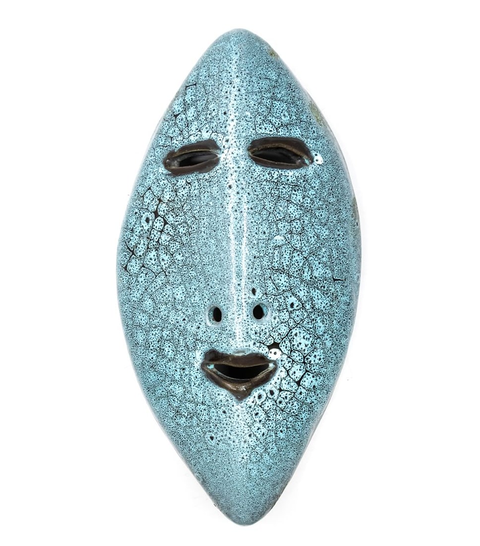 Accolay Ceramic Mask, France, Mid 20th Century.: Accolay Ceramic Mask, France, Mid 20th Century. Signed. Length: 22cm. Width: 11cm. Accolay was founded by four young artists: André Boutaud, Louis Dangon, Slavic Paley and Raude. As the story