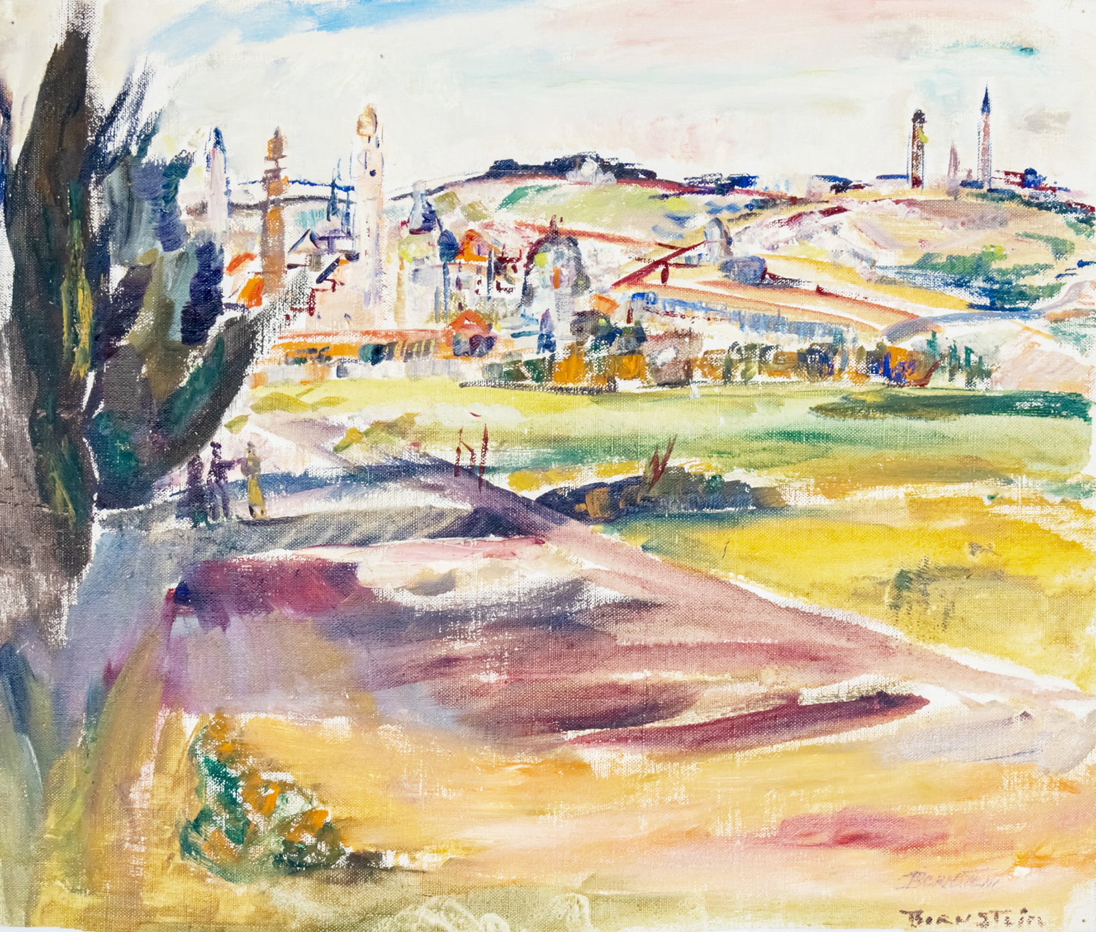 Theresa Bernstein Meyerowitz (Polish / American, 1890-2002) - Landscape, Oil on Canvas.: Theresa Bernstein Meyerowitz (Polish / American, 1890-2002) - Landscape, Oil on Canvas. Signed. 34x40cm. Provenance: From The estate of Arie Halevi, former CEO of Orde Wingate Institute for Physical E