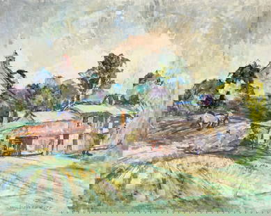 William Meyerowitz (American, 1887-1981) - Rural Landscape, Oil on Canvas.: William Meyerowitz (American, 1887-1981) - Rural Landscape, Oil on Canvas. Signed. 40x50cm. Provenance: From The estate of Arie Halevi, former CEO of Orde Wingate Institute for Physical Education and