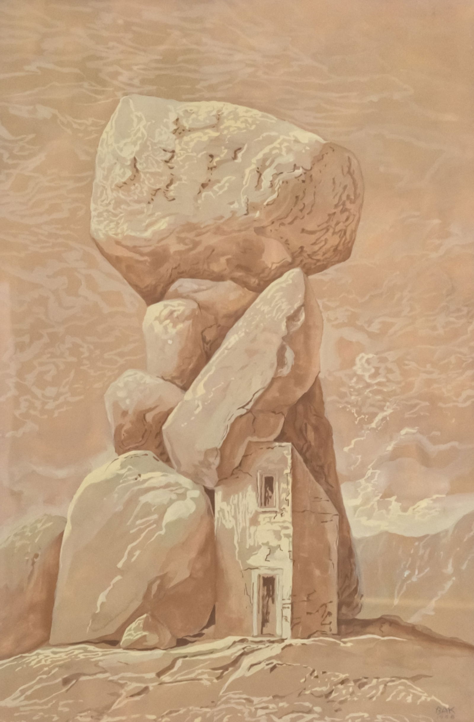 Samuel Bak (b.1933) - Gouache on Paper, 1968.: Samuel Bak (b.1933) - Gouache on Paper, 1968. Signed and dated. 50x33cm.