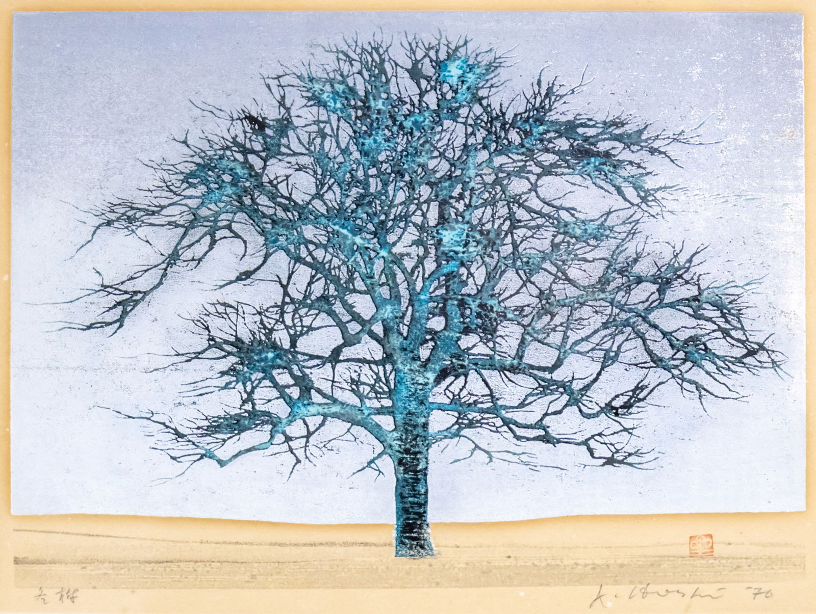 Joichi Hoshi (Japanese, 1913-1979) - Winter Tree, Woodcut.: Joichi Hoshi (Japanese, 1913-1979) - Winter Tree, Woodcut. Signed. 18x24.5cm.