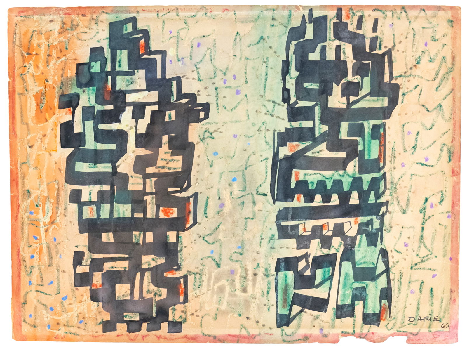 Sandu Darie (Romanian / Cuban, 1908-1991) - Watercolor and Ink on Paper, 1966. (1 of 2)