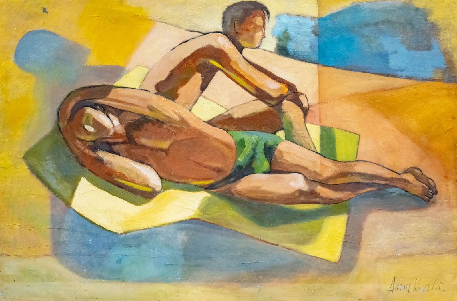 Aarne Kivela (American, 1916-1984) - Sunbathing, Oil on Canvas. (1 of 4)