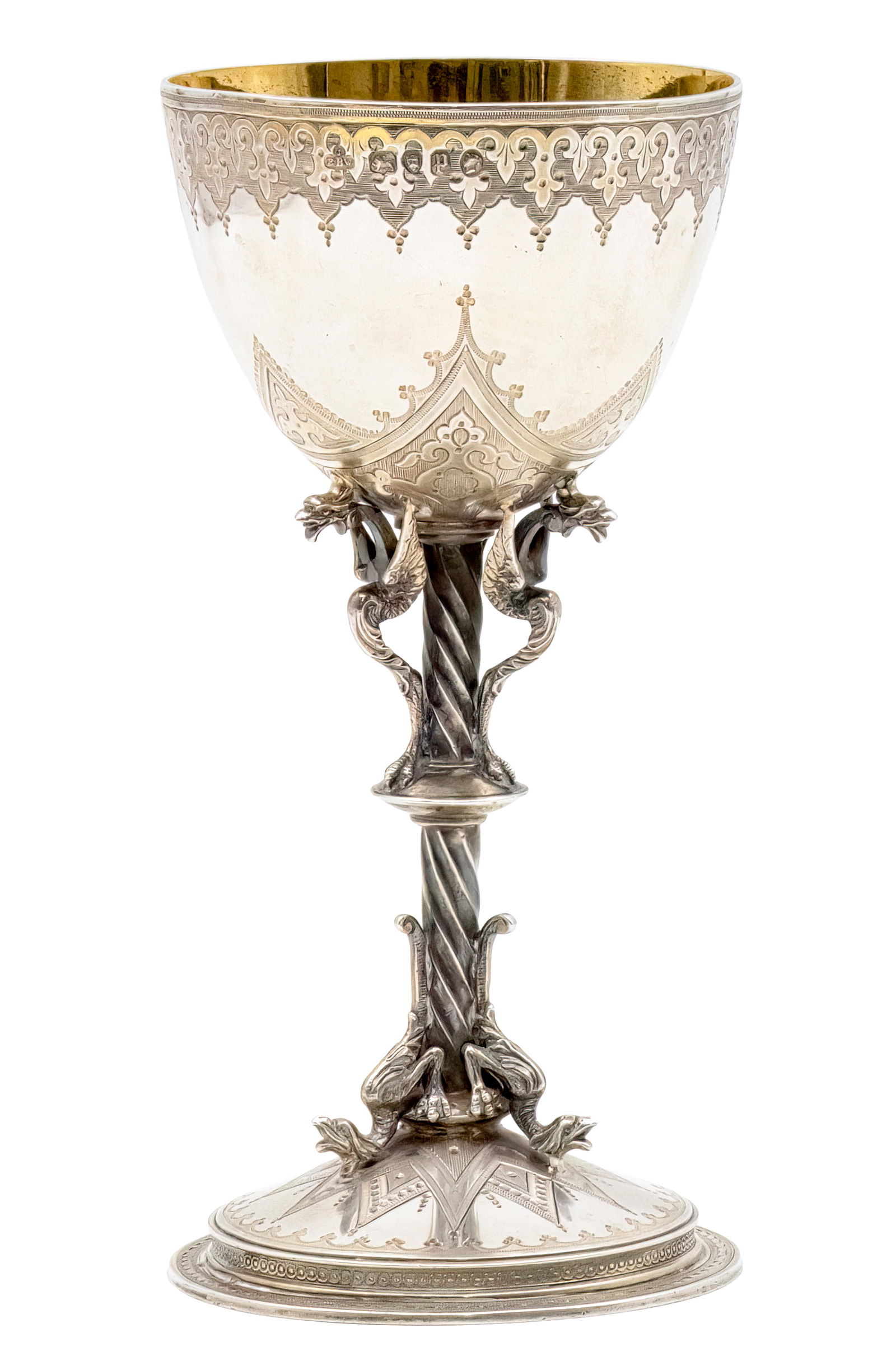 Victorian Sterling Silver Chalice Goblet, Barnard & Sons, London, England, 1870. (1 of 6)