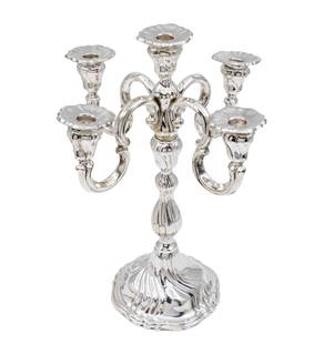 Hazorfim Silver Five Light Candelabra.: Hazorfim Silver Five Light Candelabra. Marked (800). Height: 37.5cm. 580gr.