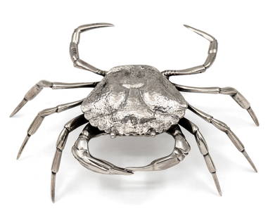 Silver Crab Figure Box, 20th Century.: Silver Crab Figure Box, 20th Century. Marked (833). Width: 12.5cm. 167gr.