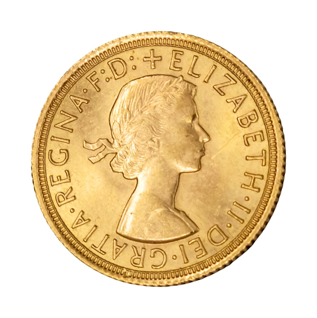 Elizabeth II Gold Sovereign Coin, 1966, London, England.: Elizabeth II Gold Sovereign Coin, 1966, London, England. Gold 917. 7.98gr.