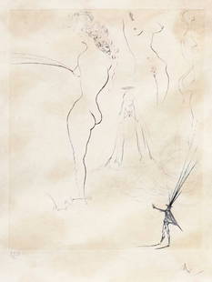 Salvador Dali (Spanish, 1904-1989) - Femmes Surrealiste, Etching, 1974.: Salvador Dali (Spain, 1904-1989) - Femmes Surrealiste, Etching, 1974. Singed (pencil). Numbered - LXIV/CL (64/150). Plate: 40x32cm. Sheet: 67x50cm.