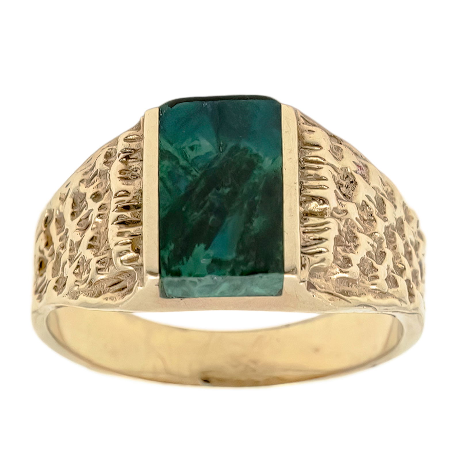 14k Yellow Gold and Malachite Ring.: 14k Yellow Gold and Malachite Ring. Marked. Size: 7. 5.05gr.