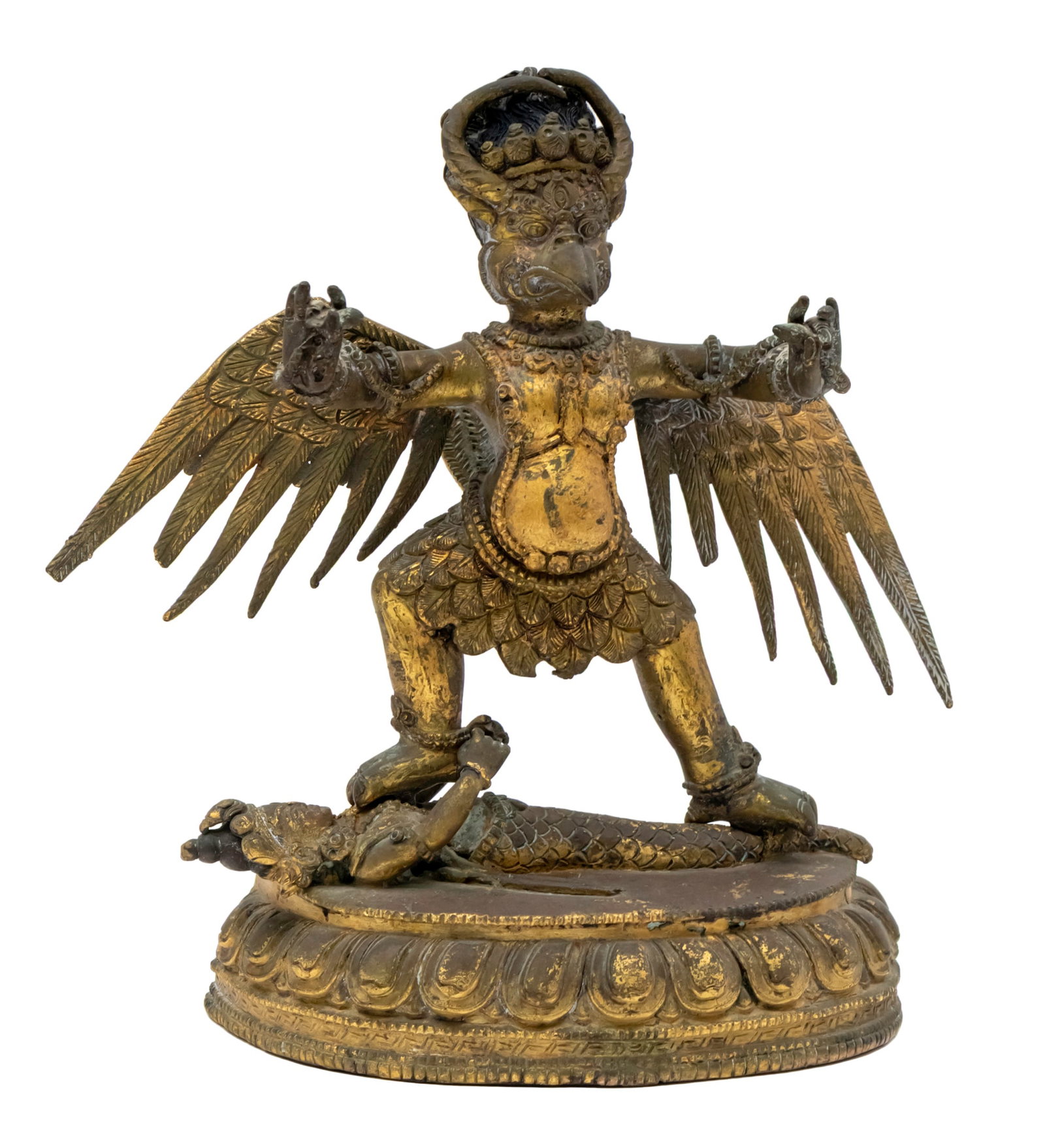 Antique Gilt Copper Alloy Garuda Figure, Sino-Tibetan Chinese, Late 18th - Early 19th Century. (1 of 15)