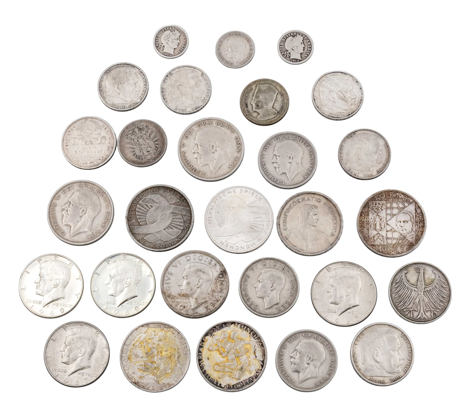 Lot of 28 Silver Coins. (1 of 2)