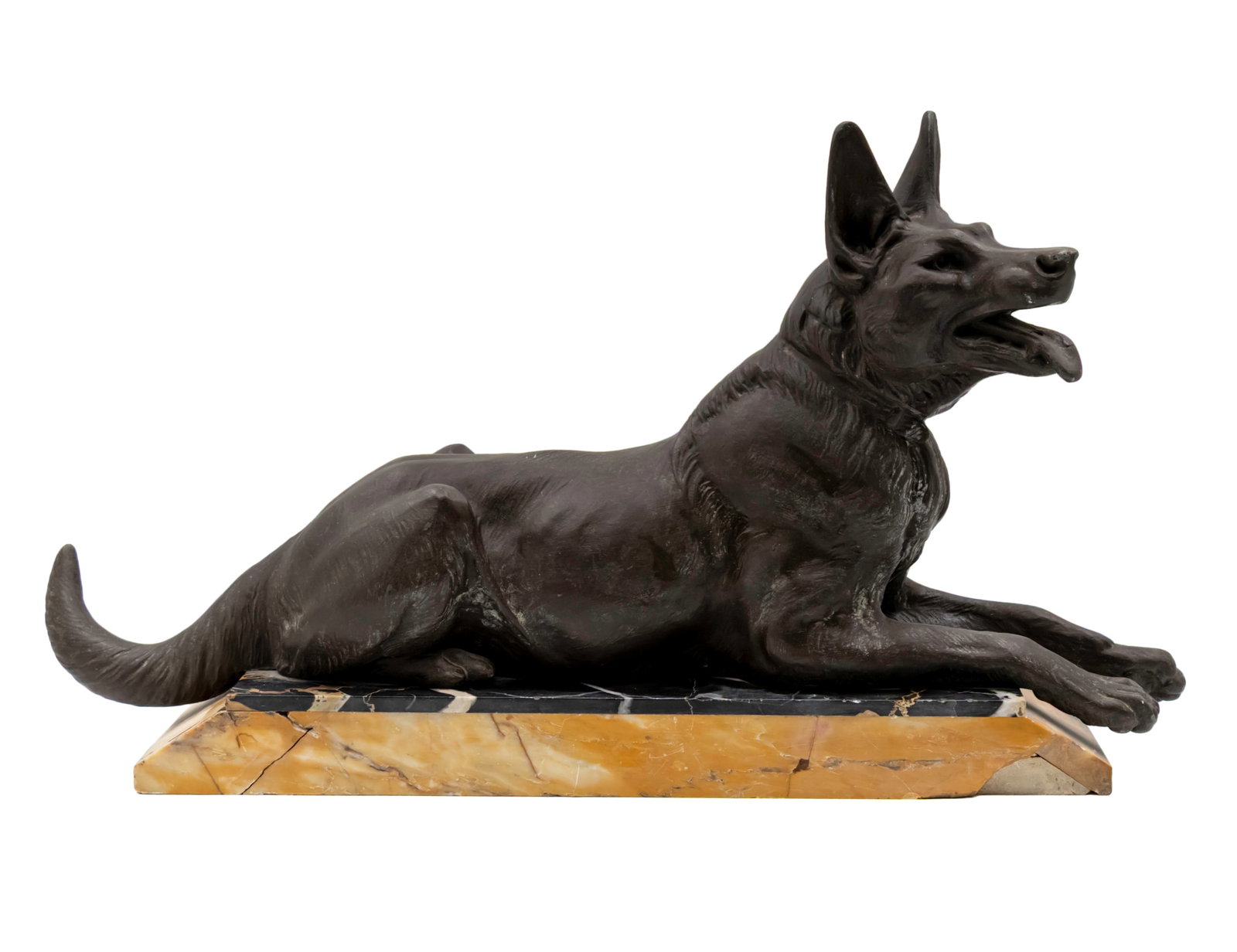 Spelter Sculpture of a Seated Dog, 20th Century. (1 of 1)