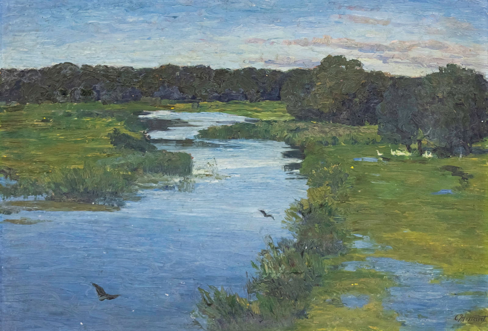 Carl Hessmert (German, 1869-1928) - Landscape, Oil on Board. (1 of 3)