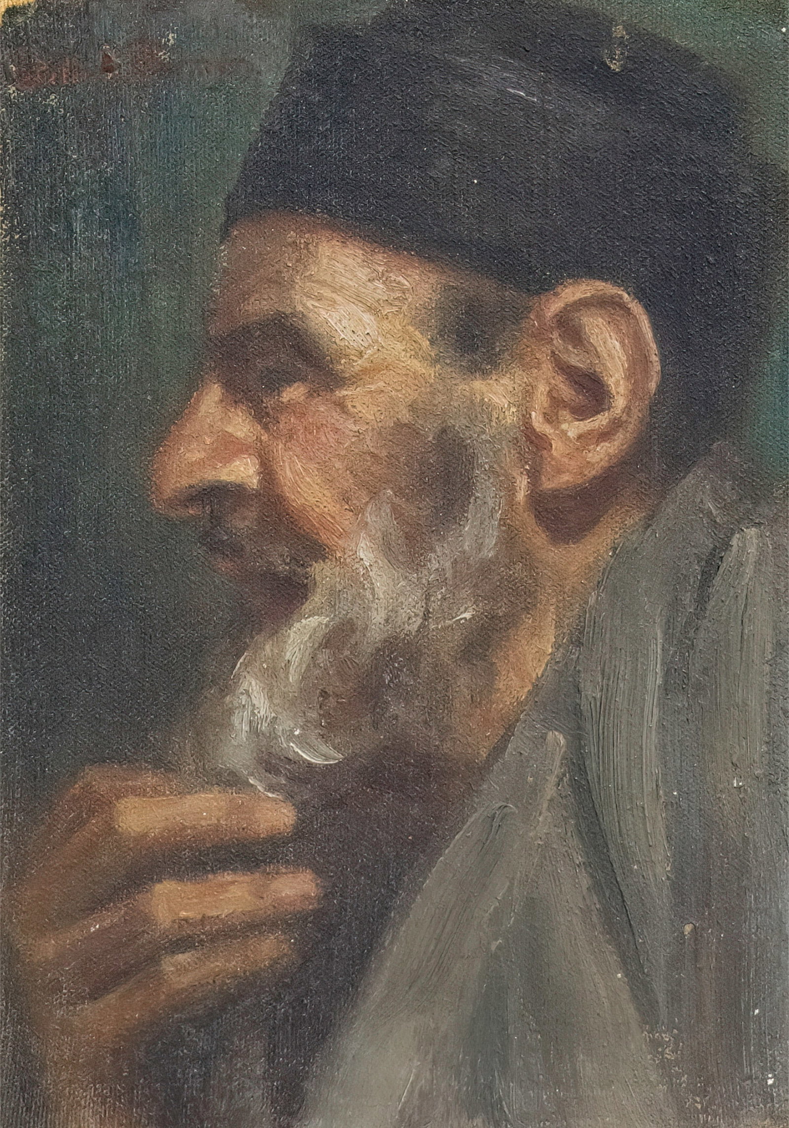 Cotelle R. Berman (American, 1913-1942) - Jewish Man, Oil on Canvas Mounted on Board.: Cotelle R. Berman (American, 1913-1942) - Jewish Man, Oil on Canvas Mounted on Board. Signed. 24x17cm.