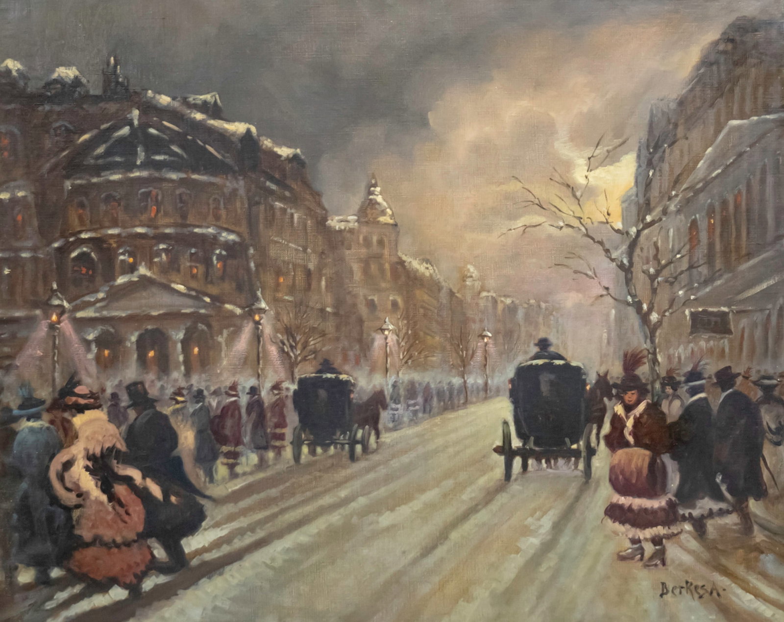 Antal Berkes (Hungarian, 1874-1938) - Paris Street View, Oil on Canvas. (1 of 6)