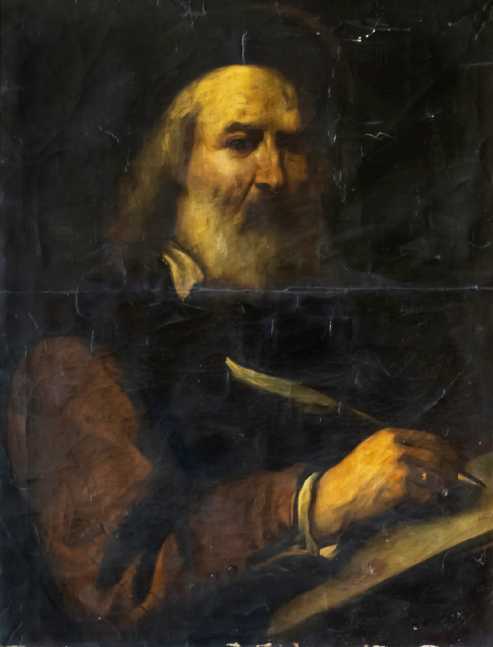Unidentified Artist - Man Portrait, Oil on Canvas, Antique Painting.: Unidentified Artist - Man Portrait, Oil on Canvas, Antique Painting. 77x60cm. Flaws.