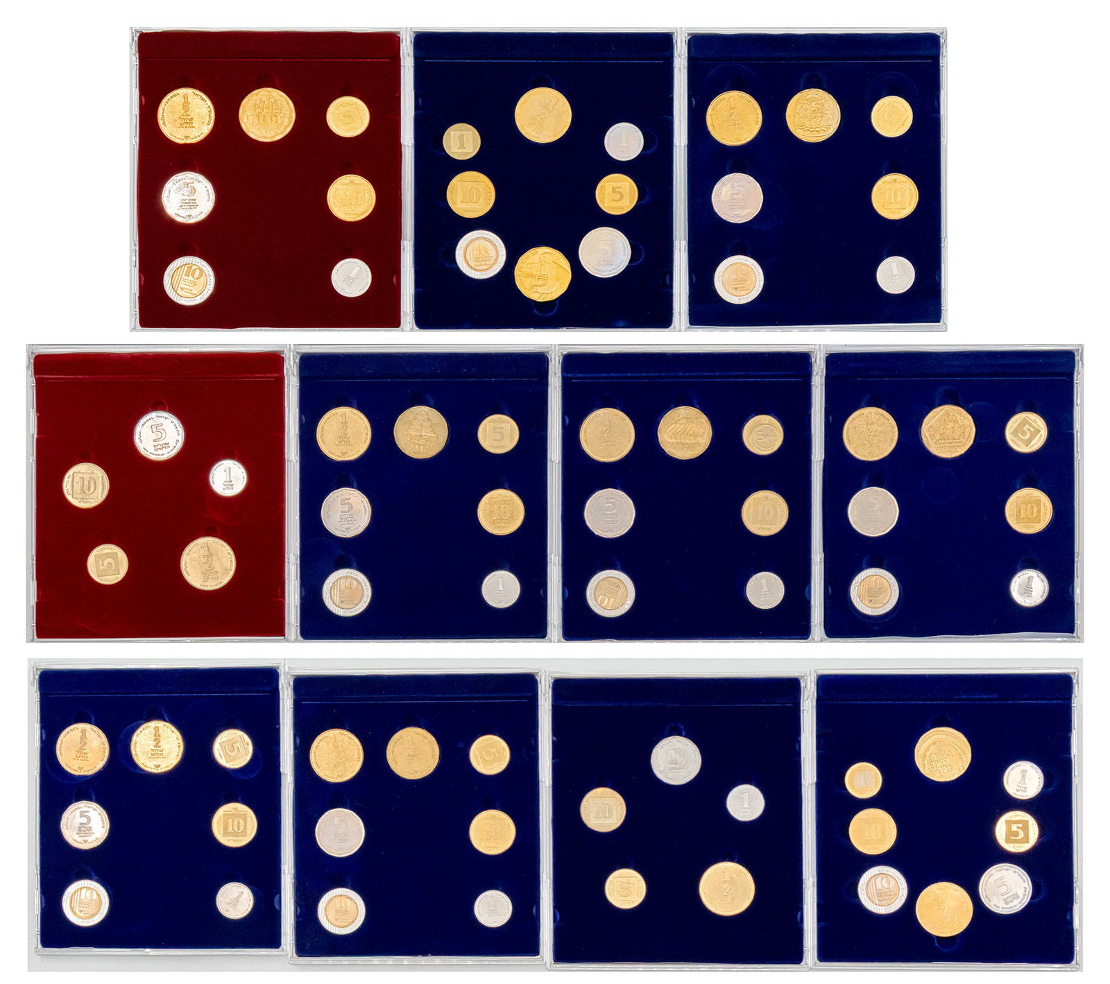 Lot of 11 Israeli Mint Sets. (1 of 2)
