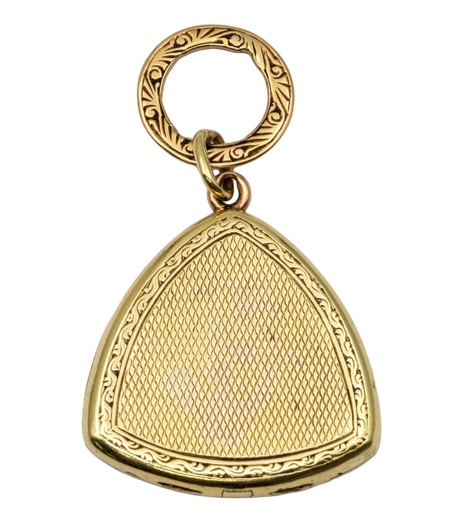 14k Yellow Gold Locket Pendant.: 14k Yellow Gold Locket Pendant. Engraved ornaments. 3x2.7cm. 9.01gr. 