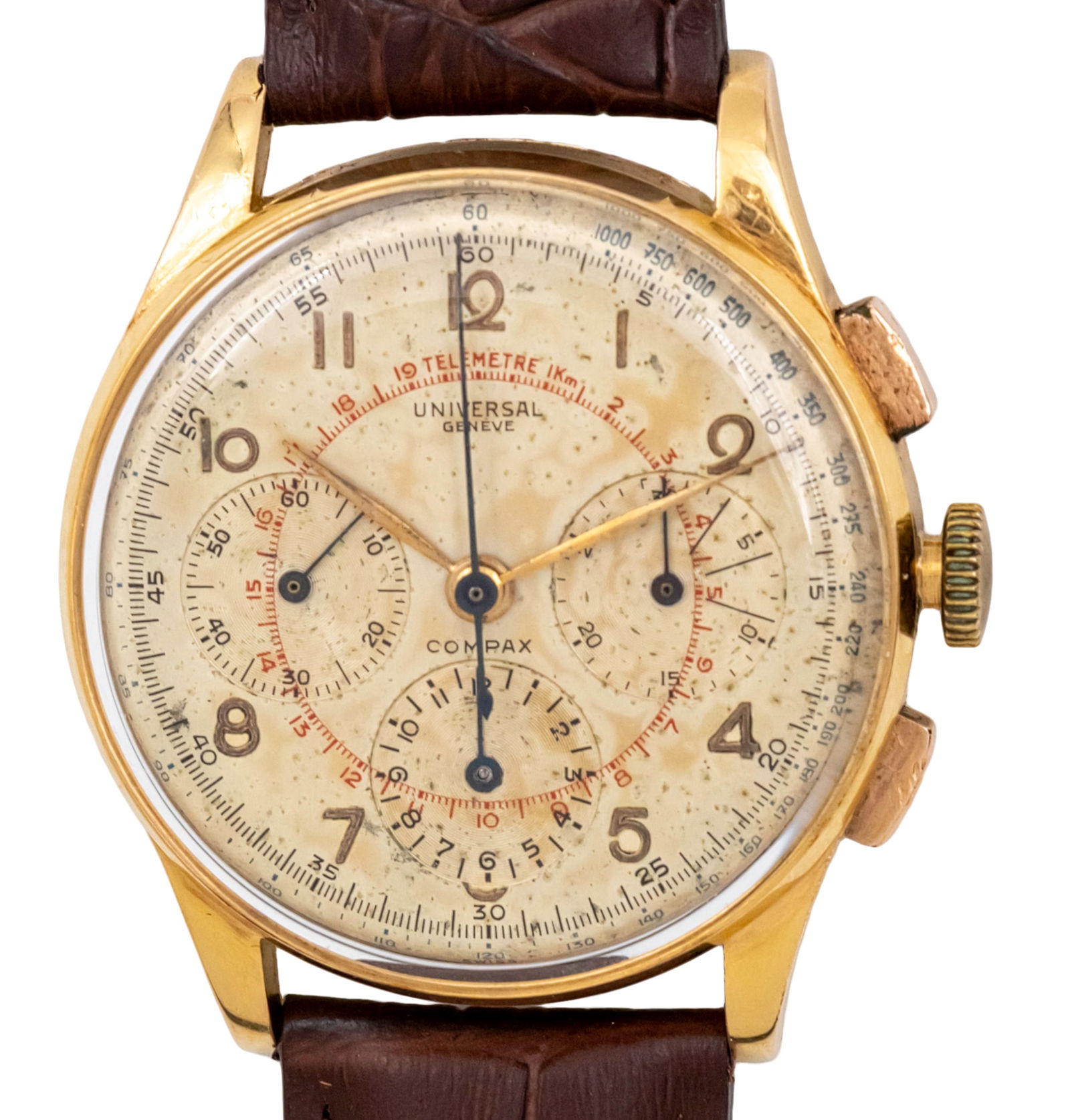 Universal Geneve Compax Chronograph 18k Gold Wrist Watch for the Brazilian Army, 1940s. (1 of 1)