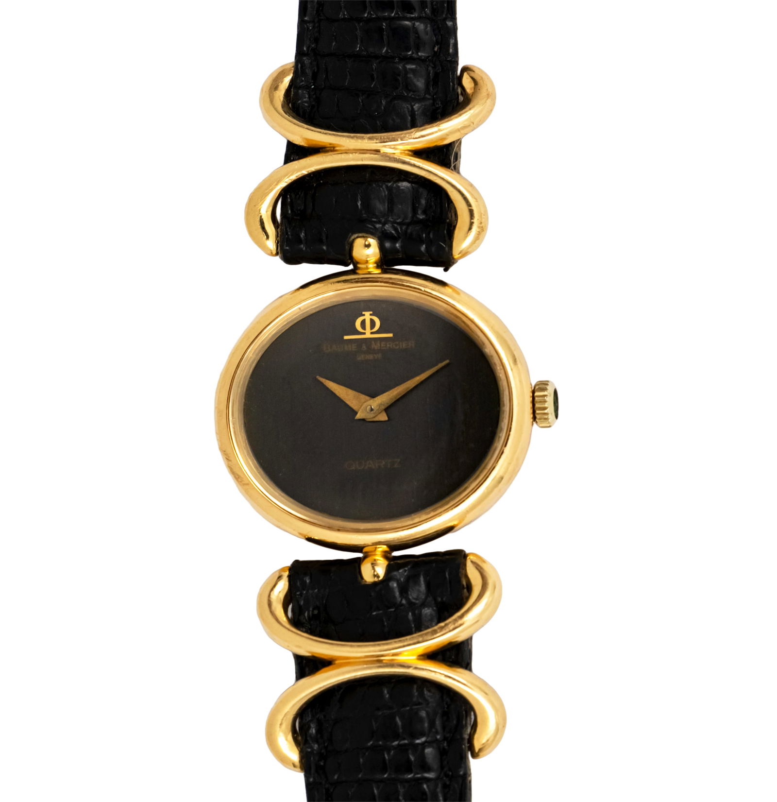 Baume & Mercier 18k Yellow Gold Ladies Wrist Watch.: Baume and Mercier 18k Yellow Gold Ladies Wrist Watch. Quartz movement, not in a working condition. Original leather strap. Original buckle. 25x22mm.