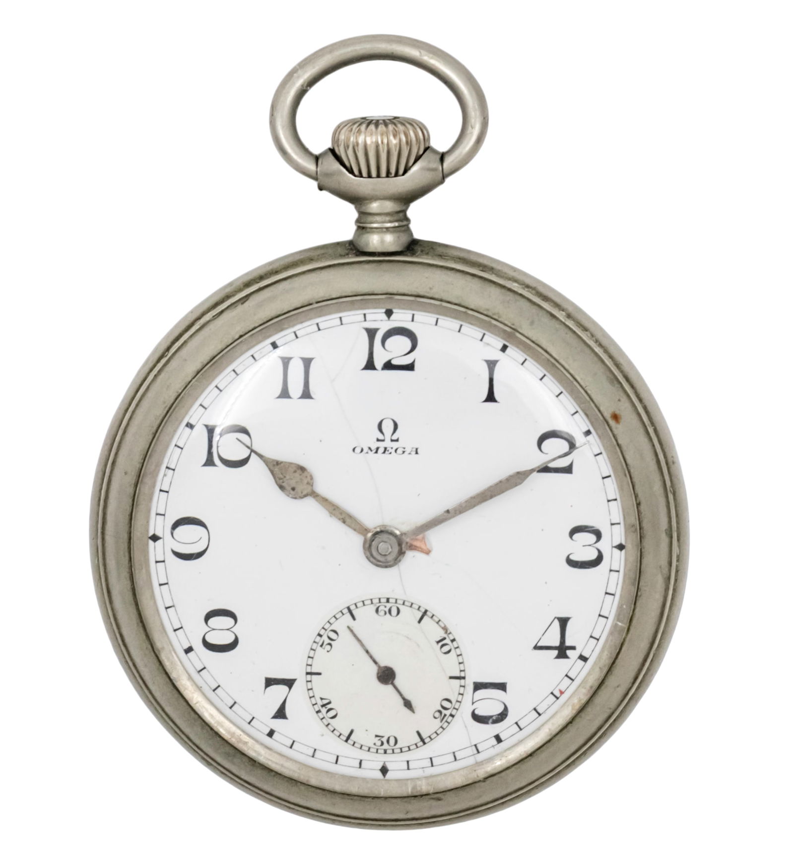 Omega Pocket Watch.: Omega Pocket Watch. Mechanical movement, working condition. Enamel dial (minor flaws). Cal: 19LB 52.5mm.