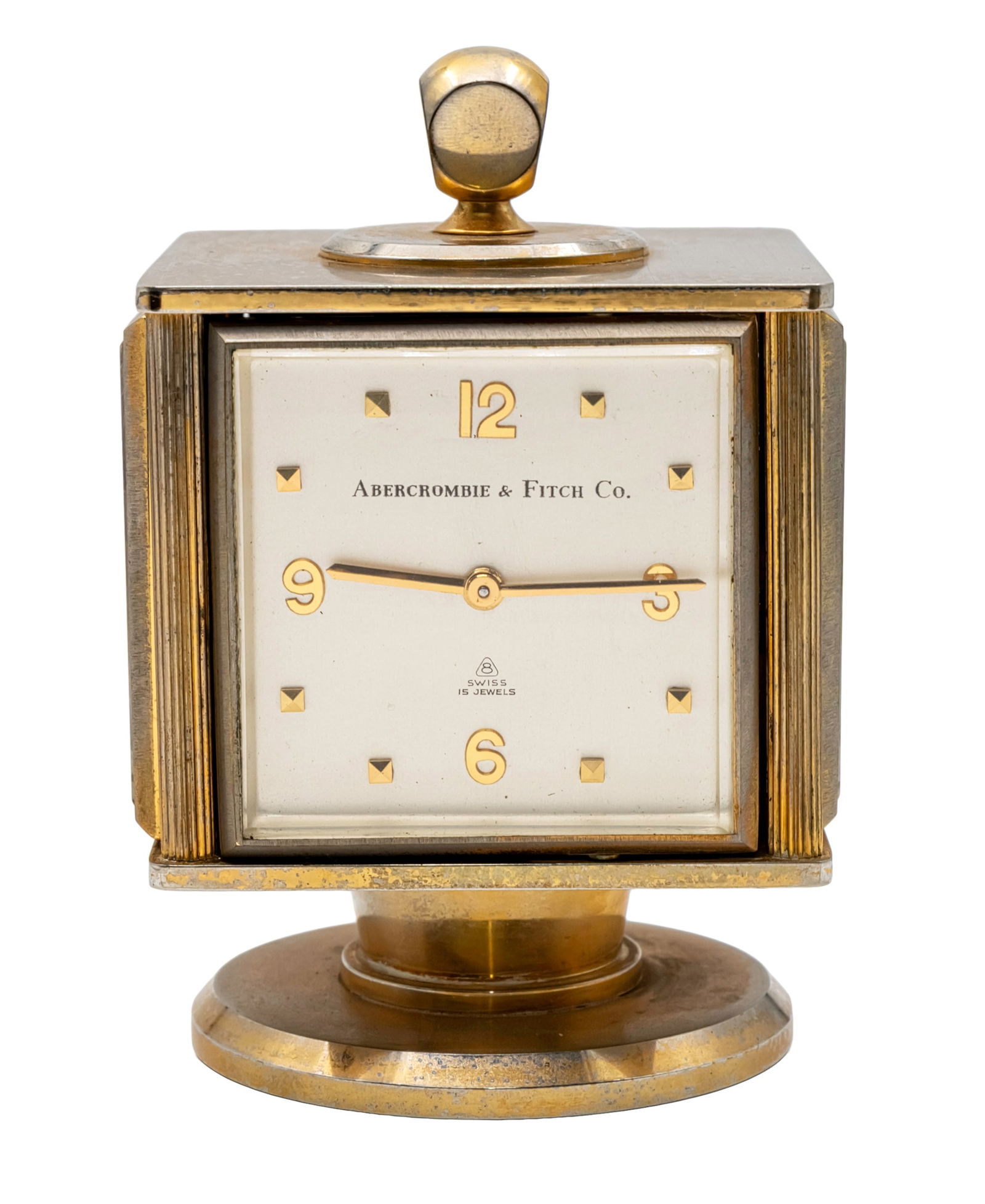 Abercrombie & Fitch Weather Clock.: Abercrombie and Fitch Weather Clock. Includes: Clock (mechanical movement, working condition). Barometer Thermometer. Hygrometer. Gilded bronze casing (some wear). Height: