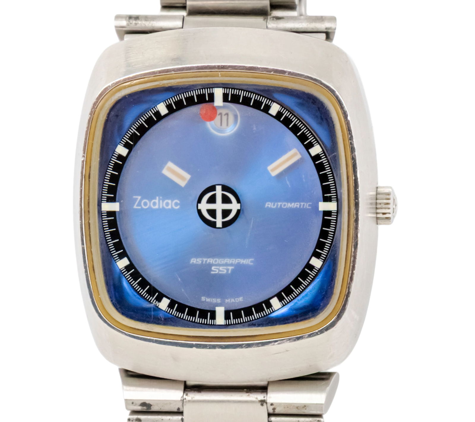 Zodiac Astrographic SST Wristwatch.: Zodiac Astrographic SST Wrist Watch. Automatic movement, working condition. Date. Original stainless steel bracelet with original deployment clasp. 42x36mm.