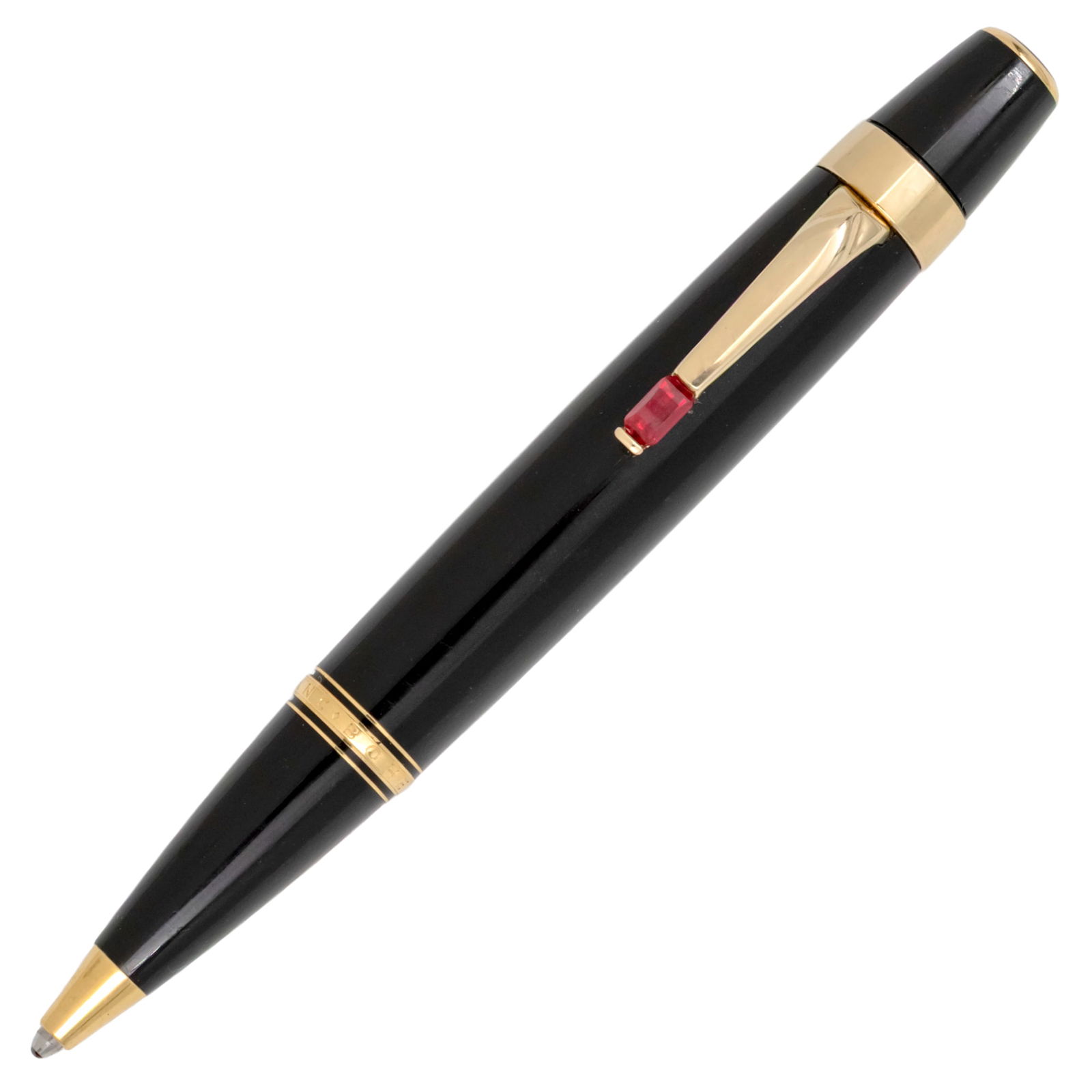 Montblanc Boheme Ballpoint Pen.: Montblanc Boheme Rollerball Pen. Clip set with a ruby. Length: 11cm.