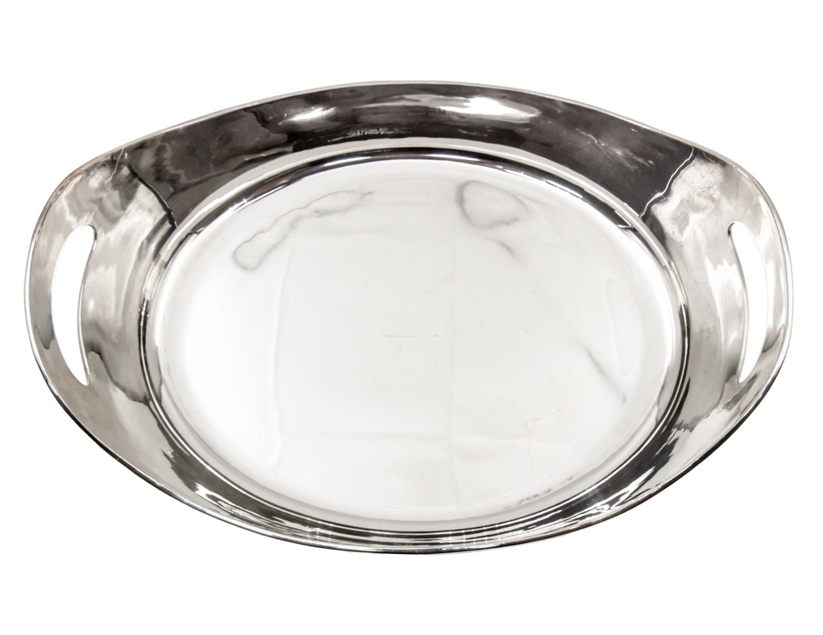 Italian Sterling Silver Two Handled Bowl, Curti Angelo, Milan, 20th Century.: Italian Sterling Silver Two Handled Bowl, Curti Angelo, Milan, 20th Century. Marked. Height: 10.5cm. Length: 33cm. 810gr.