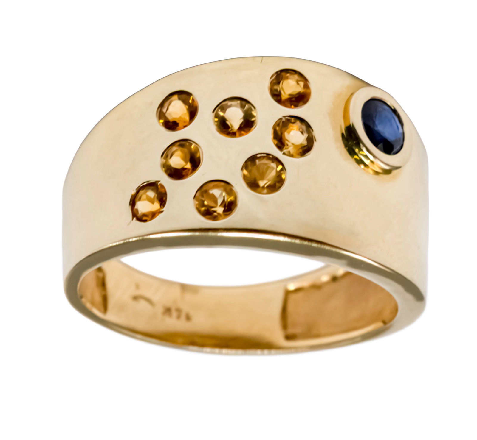 14k Yellow Gold Citrine and Sapphire Ring. (1 of 1)