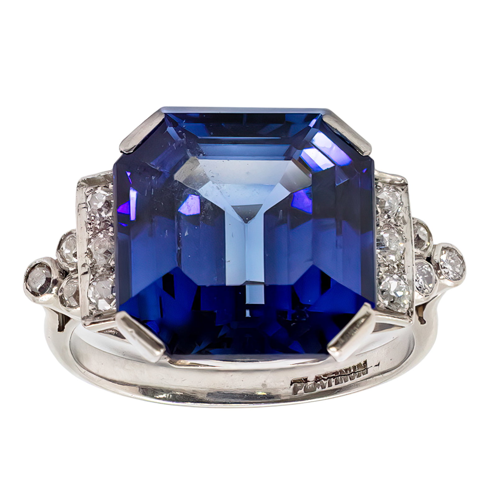 Stunning Platinum Diamond and Sapphire Ring. (1 of 1)