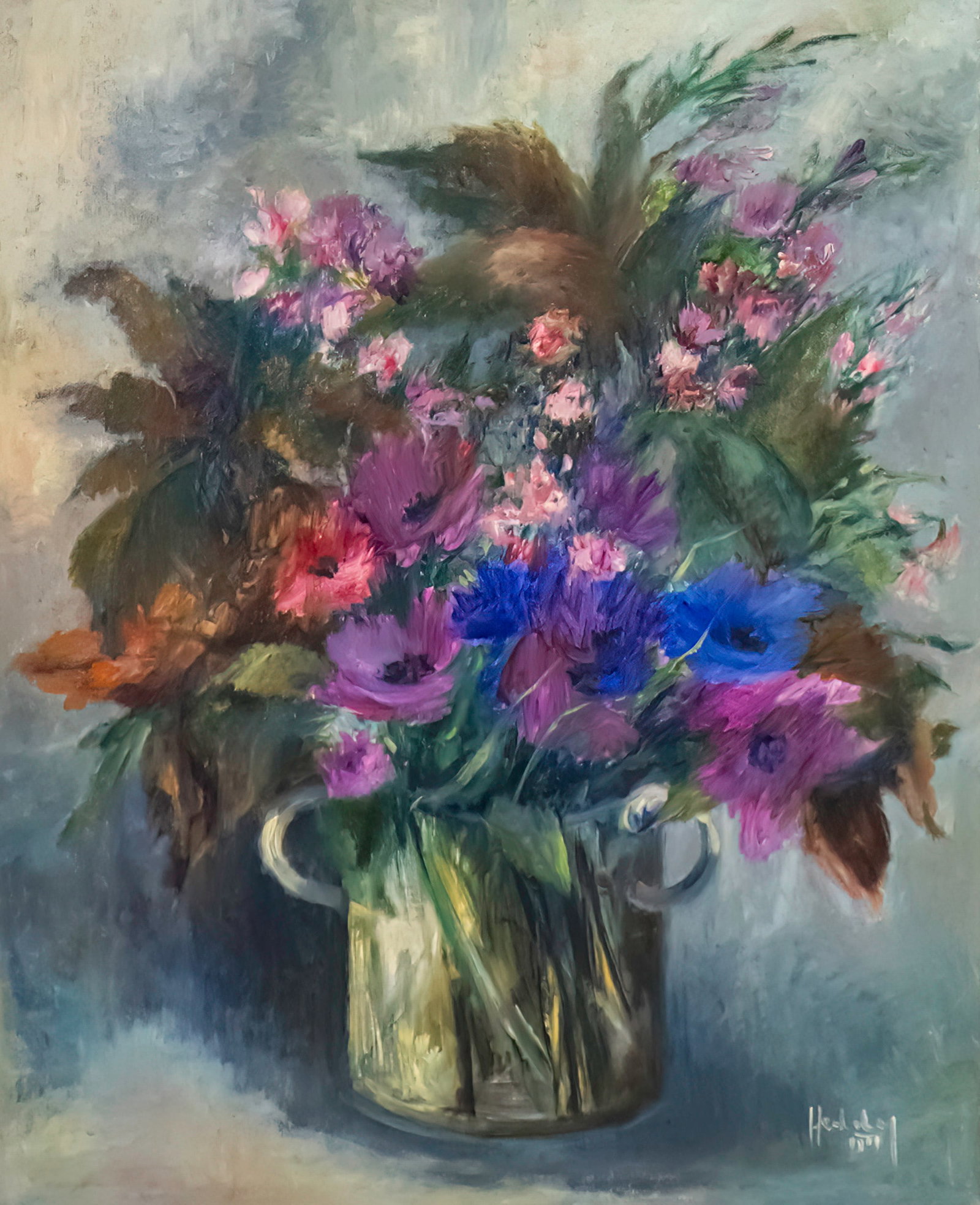 Heddy Kun (b.1936) - Flowers, Oil on Canvas. (1 of 4)
