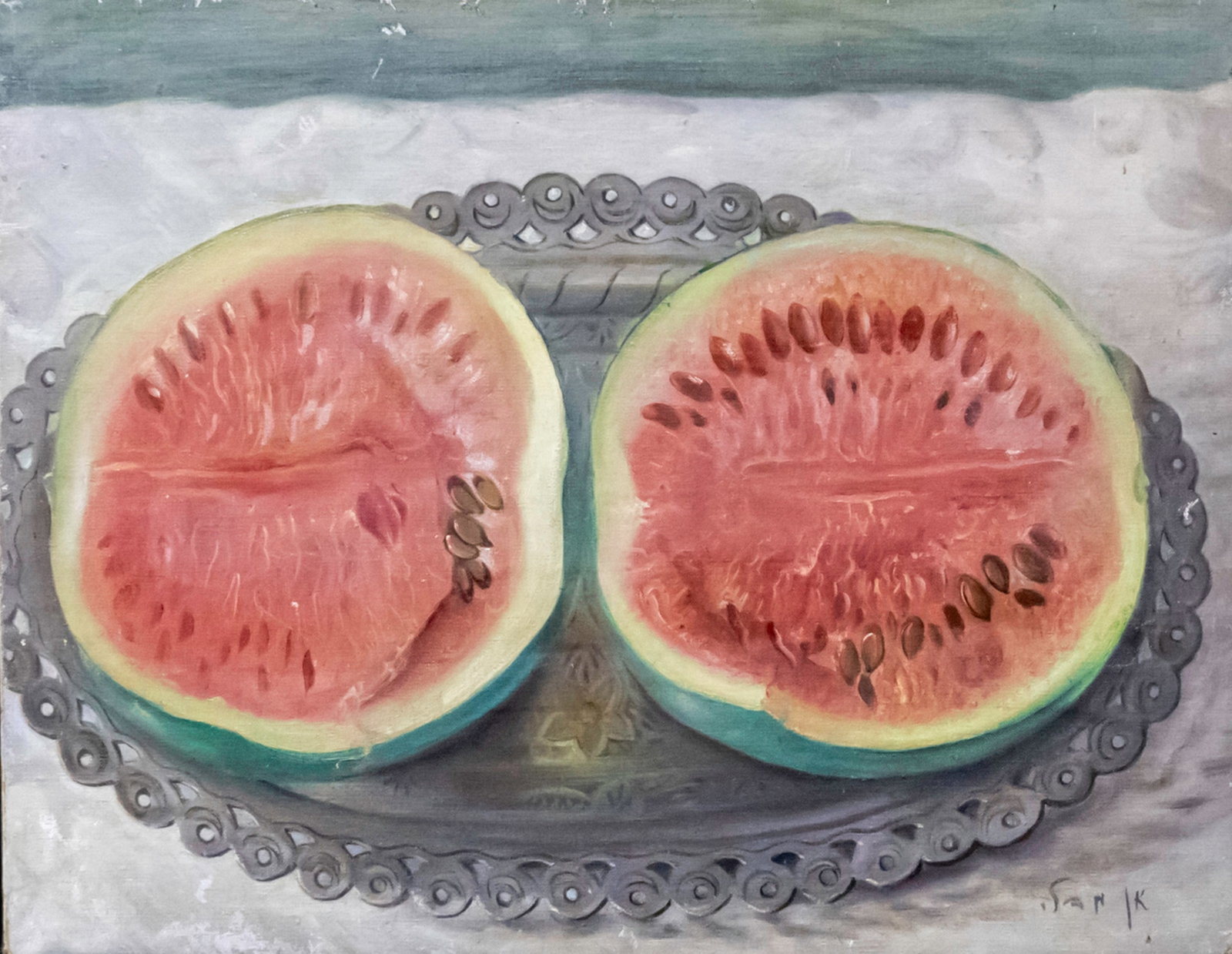 Ann Medley (1893-1989) - Watermelon, Oil on Canvas. (1 of 4)