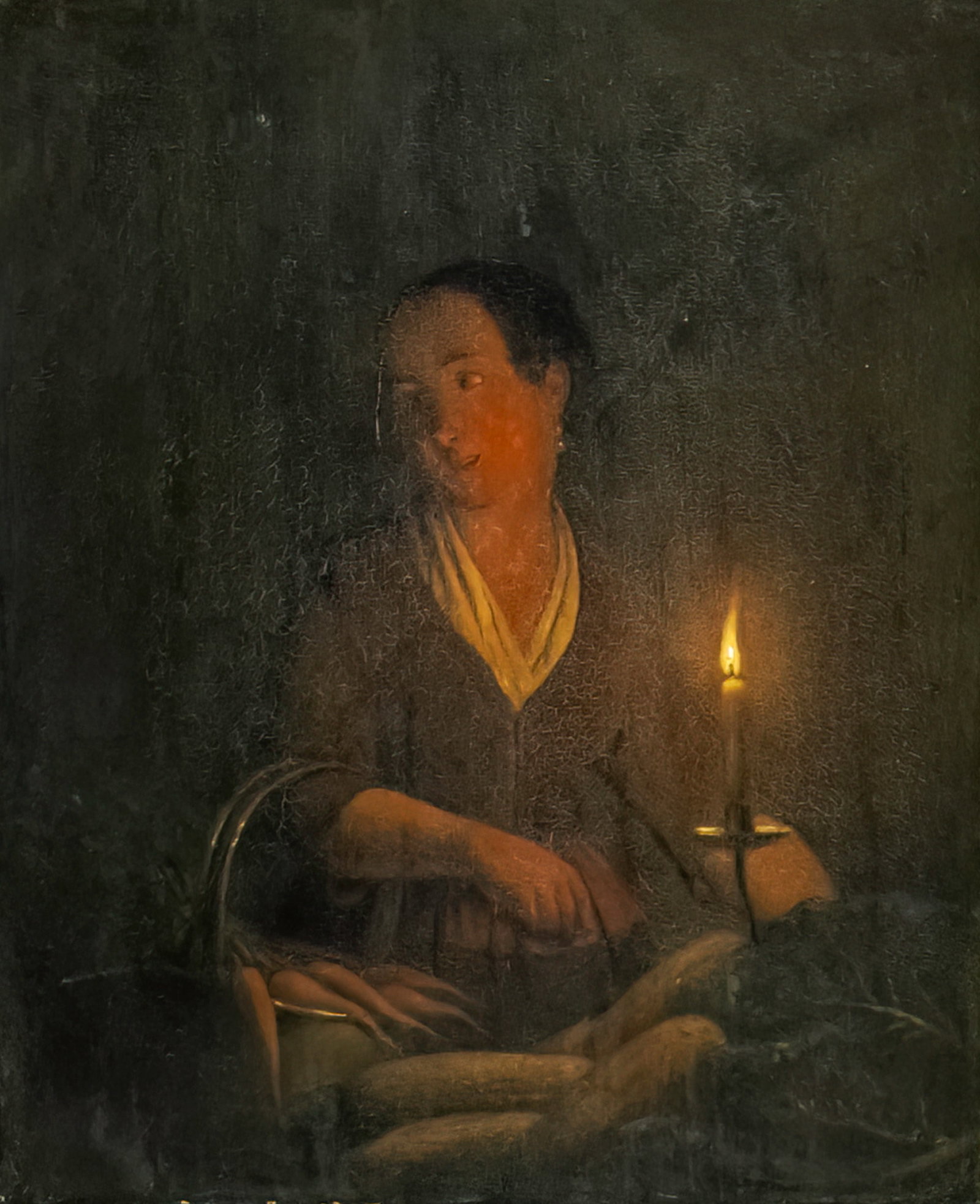 Attributed to Godfried Van Schalcken (Dutch, 1643-1706) - Woman with Candle, Oil on Board. (1 of 5)