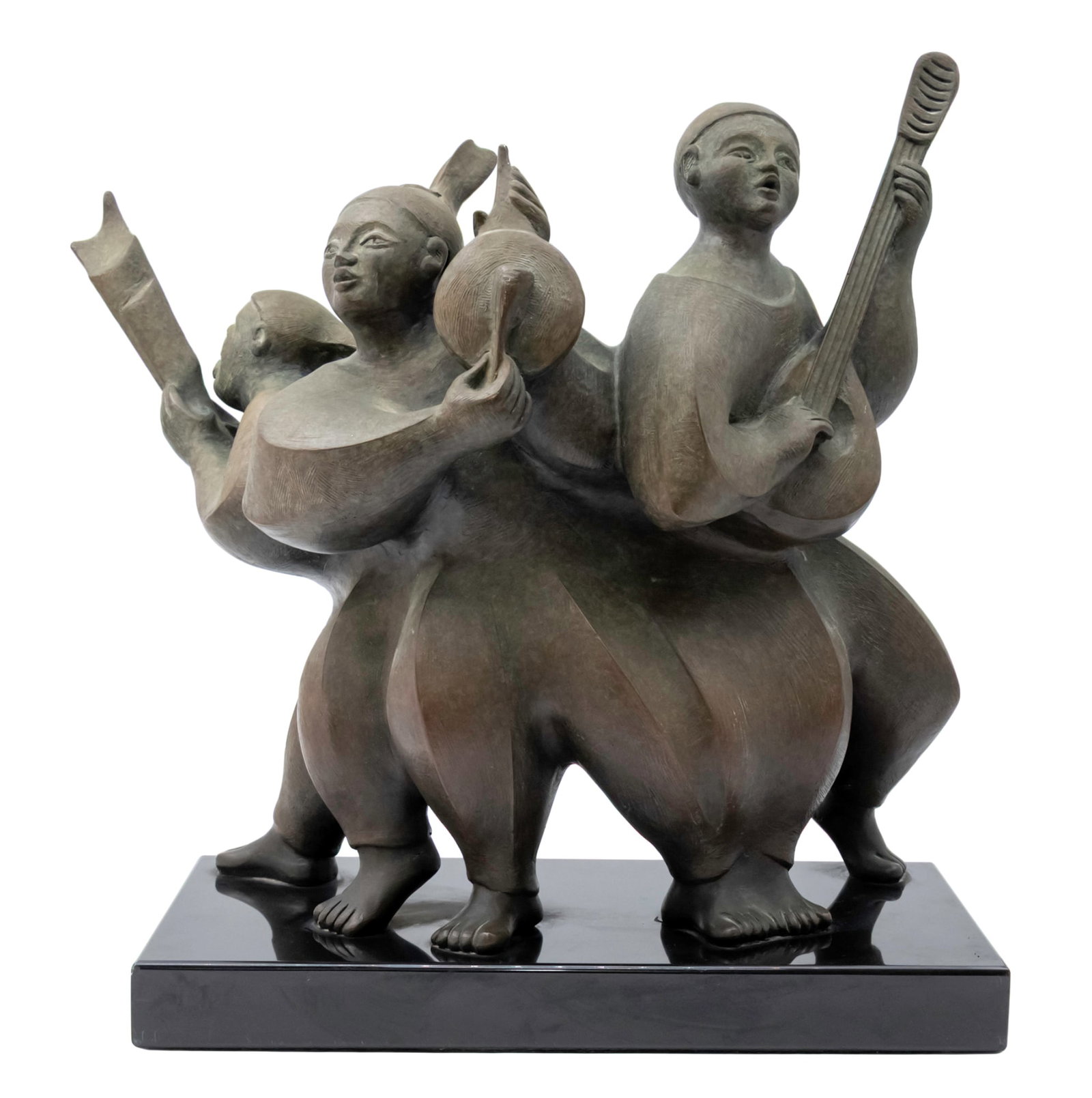 Anne-Marie Paul (French, 1949-2005) - Musicians, Bronze Sculpture.: Anne-Marie Paul (French, 1949-2005) - Musicians, Bronze Sculpture. Signed and numbered - 3/10. Height:36cm. Width: 38cm. Marble base: 16x30cm. 14 Kg. Anne-Marie Paul - Born in Nice, she left school at