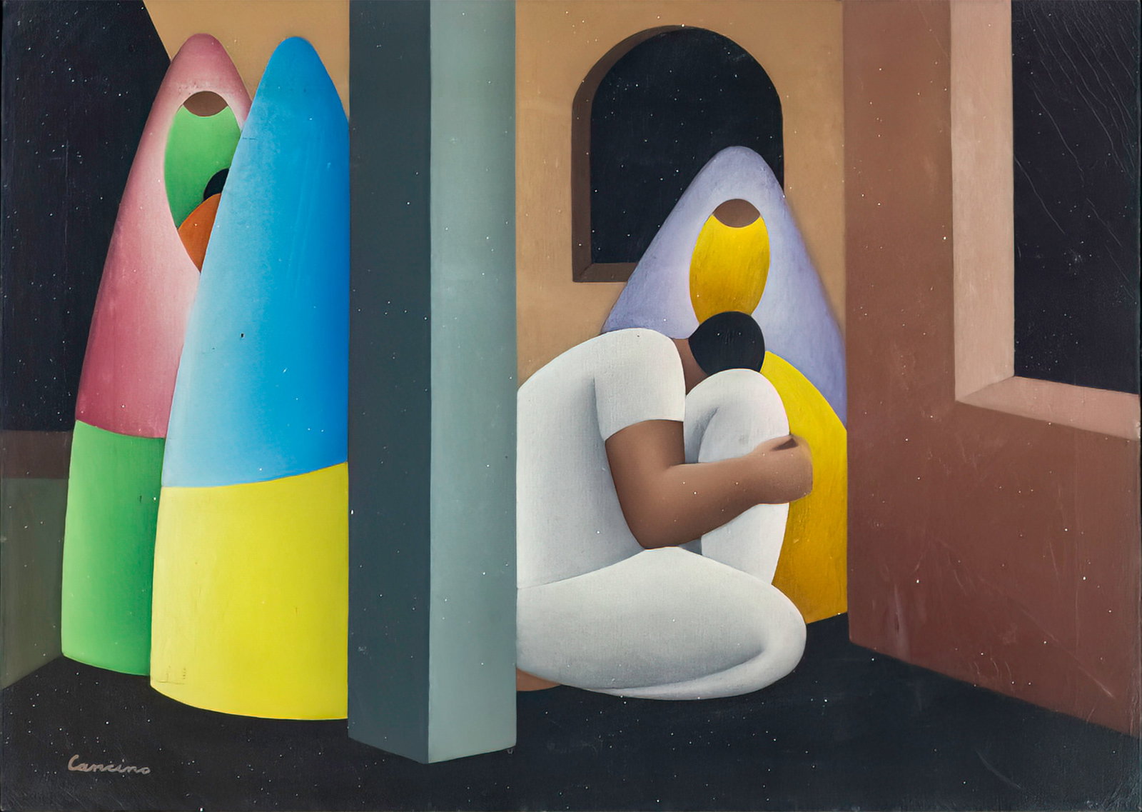 Victor Manuel Cancino (Mexican, b.1929) - Family, Oil on Canvas. (1 of 4)