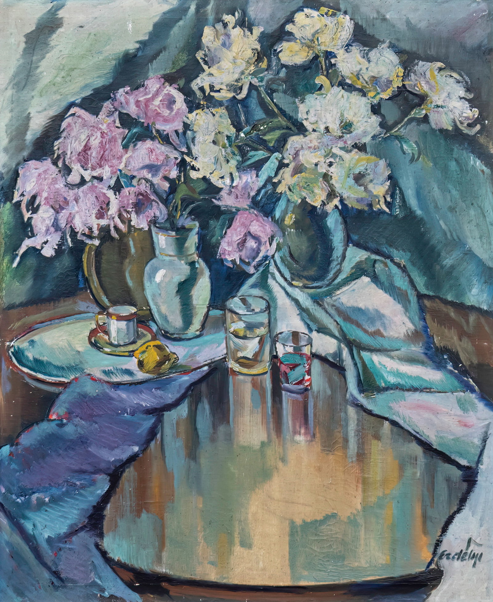 Bela Erdelyi (Hungarian / Ukrainian, 1891-1955) - Still Life, Oil on Canvas.: Bela Erdelyi (Hungarian / Ukrainian, 1891-1955) - Still Life, Oil on Canvas. Signed. 111x92cm. Also known as: Vojtech Erdelyi, Adalbert Erdelyi, Adalbert Mychajlovyc Erdeli.